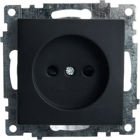 Розетка без заземления со шторками (черный) Stekker Катрин 39609