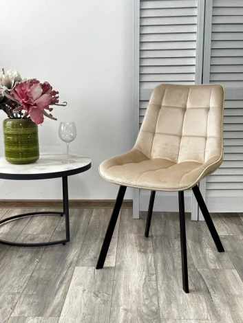 Стул ONION G062-03 светлый беж, велюр/ черный каркас М-City