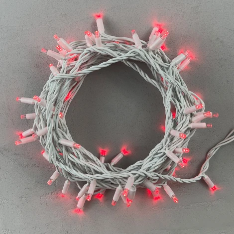 Гирлянда Нить 10м красная 24В, 75 LED, провод белый каучук, IP65 Laitcom LL75-8-1R