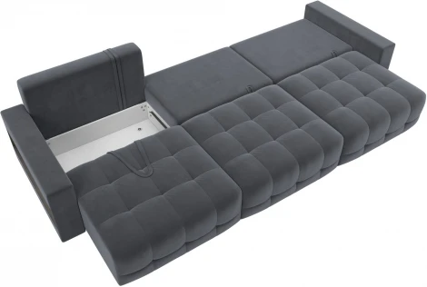 Диван прямой с полками Лига-053 НПБ Лонг Лига Диванов (Велюр) арт.128915