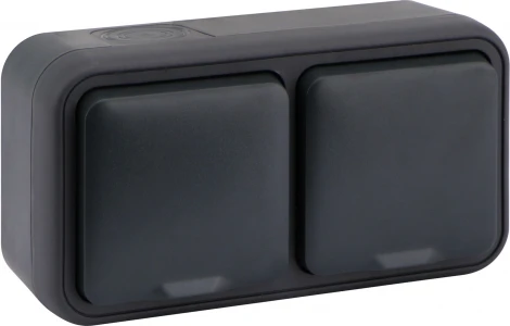 Розетка 2-я с защитной крышкой, 2К+З, накладная, цвет антрацит IP55 Donel W55 DIP28828