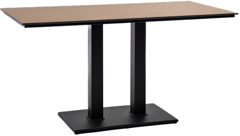 "Каффе" обеденный стол из HPL 140х70см, цвет "дуб", подстолье двойное черное чугун 4SIS арт.УТ-00008577