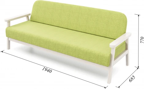 Диван Arsko прямой Флори Б беленый дуб рогожка зеленая