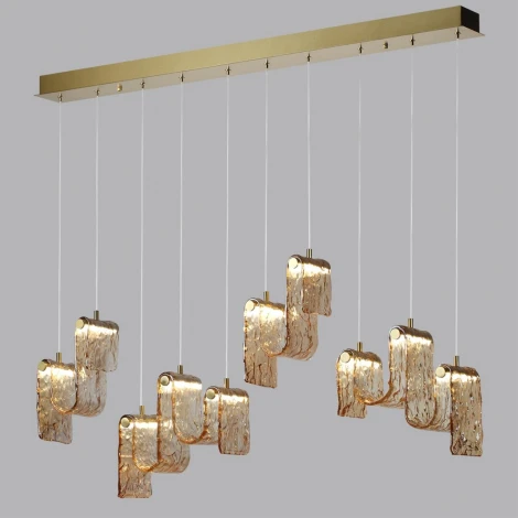 Подвесной светильник светодиодный Odeon Light Flow 5105/52L золотой брашинг/янтарный металл/стекло LED x 52W 4000K (220V, на проводе)