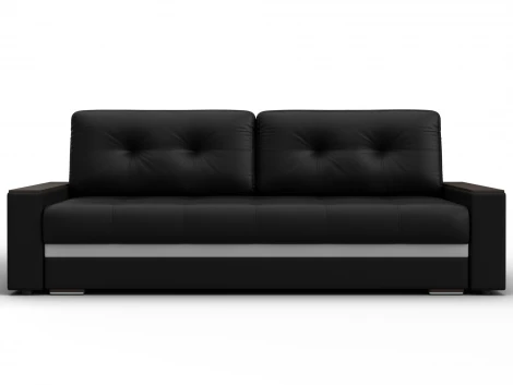 Диван прямой с декором Лига-096 НПБ (ДВП,ДСП,ЛДСП,Брус,Фанера/Пластик/Экокожа/Черный,Белый) Лига Диванов 133430