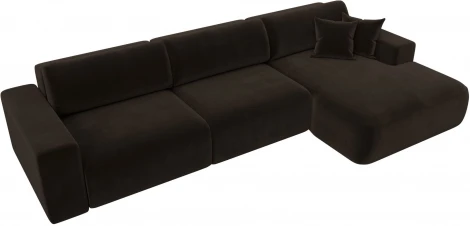 Диван угловой Лига-036 НПБ Классик Лонг правый угол (Коричневый/Микровельвет) Лига Диванов арт.121383