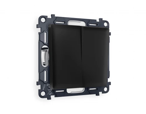 Комплект механизма двухклавишного перекрестного выключателя встраиваемый (черный матовый) Ambrella Volt QUANT MA803030