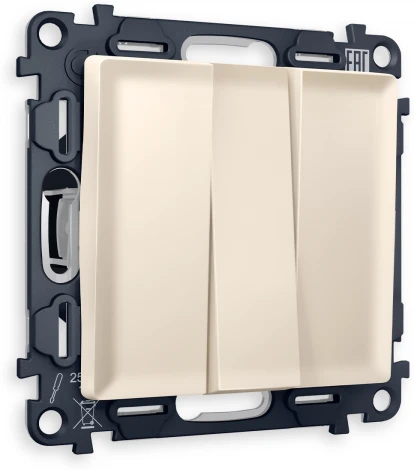Комплект механизма Ambrella Volt 3-клавишного выключателя ALFA MA325010 Бежевый матовый QUANT