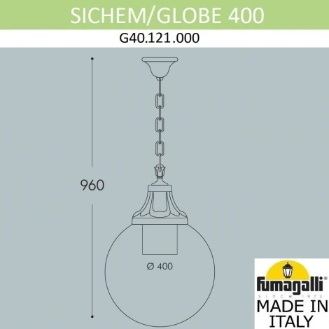 Уличный светильник подвесной Fumagalli Globe 400 G40.121.000.AYE27 (220V, на цепи, шар, IP65)