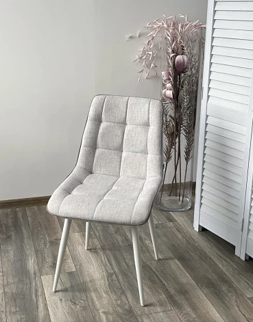 Стул CHIC HE622-20/ HE622-22 светло-серый, ткань/ белый каркас