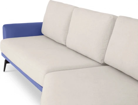 Диван Ispani угловой правый ОГОГО (арт.803476), (Ткань,Экокожа/Синий,Белый)