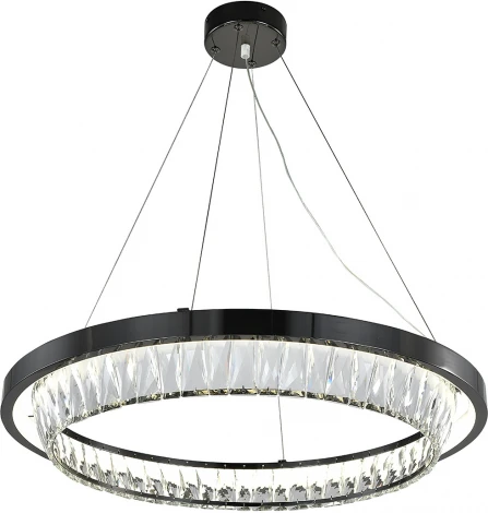 Подвесной светильник (12045/1P Black) Indigo Riva V000103L (LED, 220V, хрусталь, на тросе, кольцо)