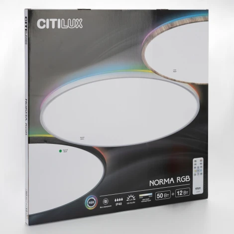 Потолочнвый светильник RGB круглый светодиодный Citilux Norma CL749601 (220V, пульт управления, круглые, IP40)
