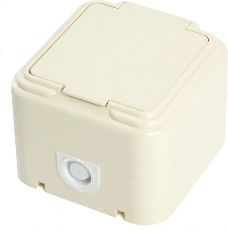 Розетка с заземлением и защитной крышкой (слоновая кость) Stekker Брест 49058