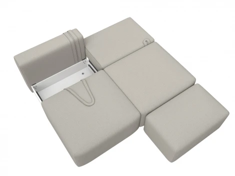 Диван прямой модульный с пуфом Лига-060 НПБ (ЛДСП,Брус,Фанера/Пластик/Рогожка/Бежевый) Лига Диванов 129674