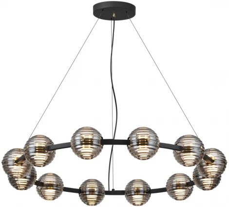 Подвесной светильник Odeon Light Troni LED 5041/120L черн./золото/дымчатый/металл/стекло 120W 4000К 9364Лм (220V, на тросе, шарики)