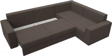 Диван угловой Майами Long правый угол (Коричневый/Рогожка) Лига Диванов арт.122906