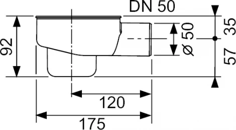 Сифон для душевого лотка TECE TECEdrainline 6 500 01 горизонтальный