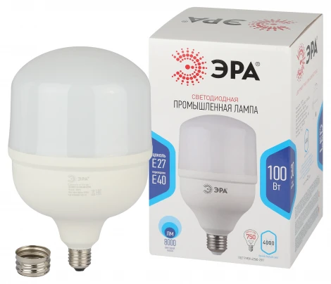 Лампочка светодиодная E27 переходник на E40 100 Вт ЭРА LED POWER 100W-4000-E27/E40 LED POWER T160-100W-4000-E27/E40