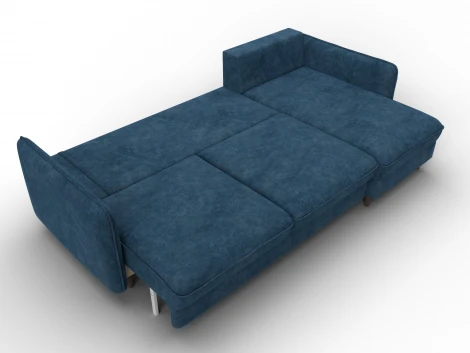 Диван угловой Лига-064 НПБ угол универсальный (ДСП/Дерево/Велюр/Синий) Лига Диванов 129643