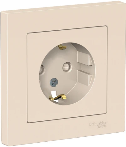 Розетка встраиваемая с заземлением и шторками (бежевый) Systeme Electric AtlasDesign ATN000244