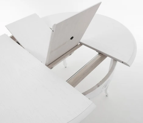 Стол Кабриоль D105, Эмаль белая/Патина серебро, Аврора