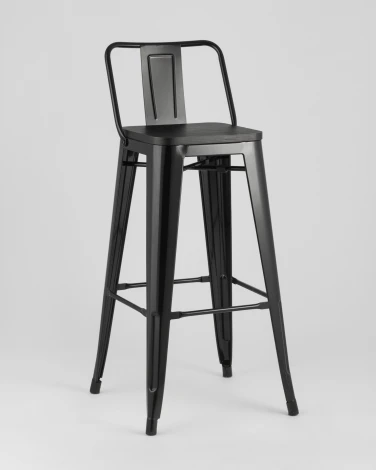 Стул барный Stool Group TOLIX WOOD со спинкой черный глянцевый УТ000000676