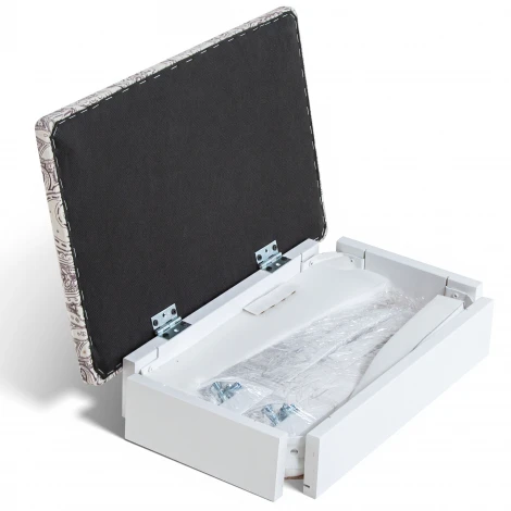 Банкетка Ретро М с ящиком белый, ткань меркурий Mebelik 009369