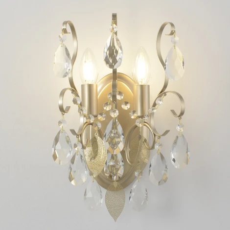 Бра Crystal Lux ESMIRALDA AP2 GOLD (220V, подвески, свеча, листья)