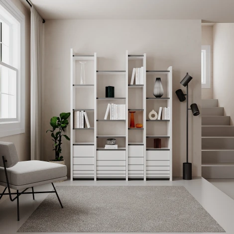 Стеллаж Прямые ARYA BOOKCASE (ЛДСП/Белый) LEVE