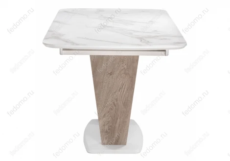 Стол на тумбе Woodville Петир белая шагрень / дуб с пилением 462110