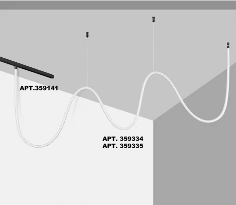 Трековый светильник с гибким неоном для низковольтного шинопровода FLUM Novotech Ramo 359334 черный IP20 LED 25W 3000K 48V 2420Лм