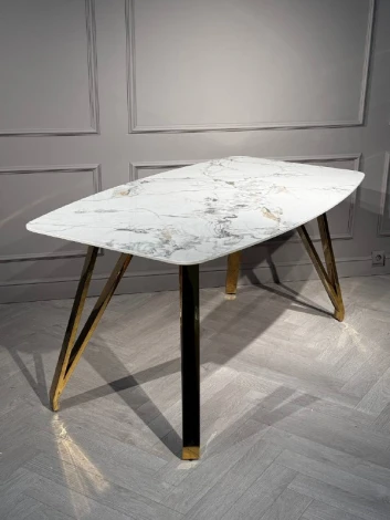 Стол обеденный IST-CASA Соар-2 F-1690,160х90х76 см, серо-золотая керамика/золото