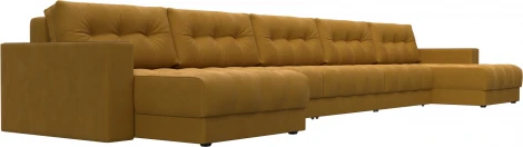 Диван П-образный с декором Лига-049 НПБ Мегалонг Лига Диванов (Велюр) арт.128529