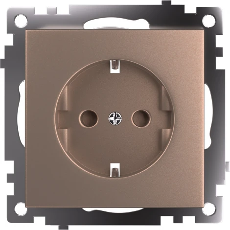 Розетка с заземлением и шторками (шампань) Stekker Катрин 39596