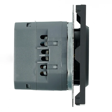 Розетка с заземлением и шторками с USB Type A+С (черный уголь, soft touch) Stekker Эмили 50218