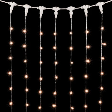 Гирлянда Занавес с Колпачком 2 x 3 м Экстра Тепло-Белый 220В, 600 LED, Провод Прозрачный ПВХ, IP65