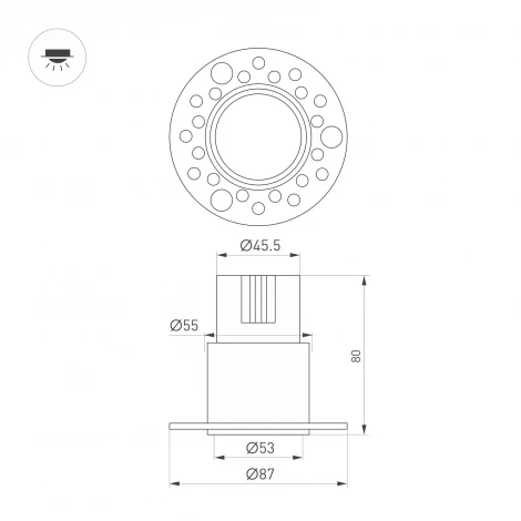 Светильник встраиваемый MS-INVISIO-TRIMLESS-R55-15W Day4000 (WH-WH, 36 deg, 230V) (Arlight, IP54 Металл) 061918