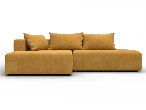 Диван угловой Лига-103 НПБ угол левый (ДСП,Брус,Фанера,Велюр/Желтый) Лига Диванов 134823L