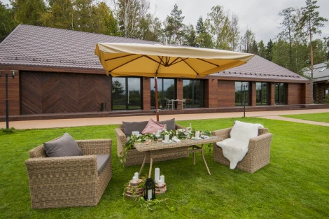 Обеденная группа из искусственного ротанга, цвет соломенный 4SIS Аффогато AS2C2T-4-SET