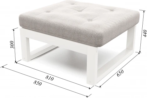 Пуф Arsko Амбер белая эмаль серая рогожка