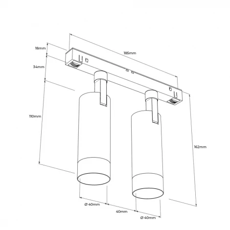 Трековый светильник магнитный 16V 48W RAUMBERG MGSPOT2X8 Bk 3000K (LED)