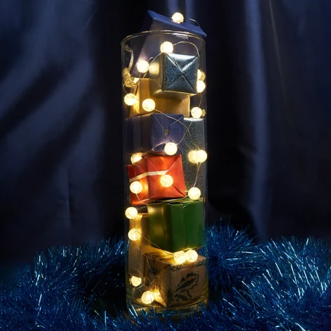 Светодиодная гирлянда линейная Лед шарики статичная 3м + 0.3м 2700K с питанием от батареек Feron CL565 48611