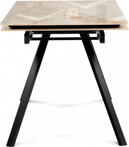 Стеклянный стол Морсби (Морсби 140(200)х80х80 butterfly onyx beige / черный) Woodville арт.588049