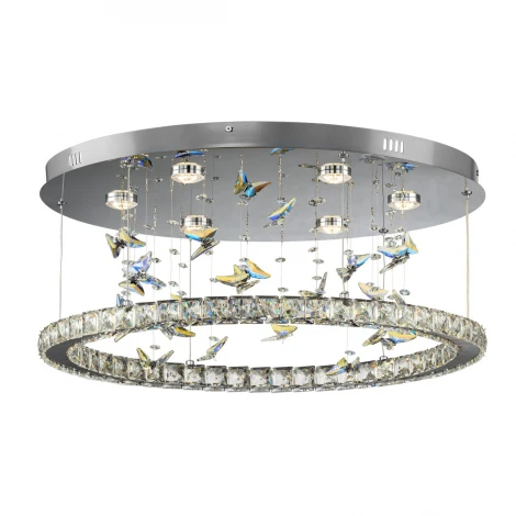 Потолочная люстра Citilux Etera CL322050 (регулировка яркости, LED, подвески, пульт управления, кольцо, бабочки)