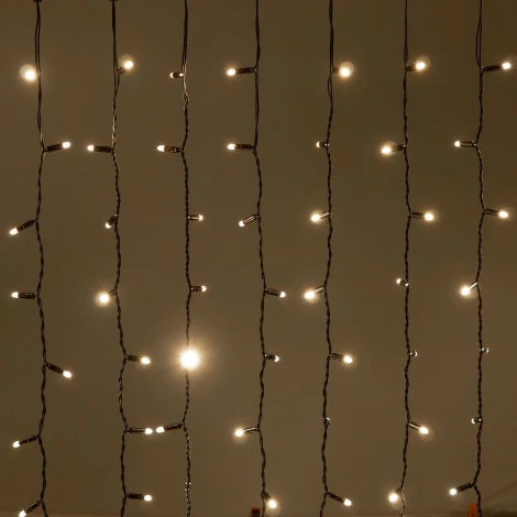 Гирлянда Занавес 2 x 2 м тепло-белый 220В, 400 LED, провод черный каучук 2,3мм, IP65 Laitcom ECO402-1-2WW