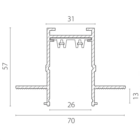 Шинопровод однофазный встраиваемый 220V 2 метра Lightstar Teta Pro 505226