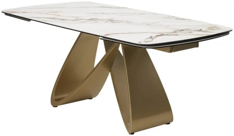 Стол ПАЛАСИО (PALACIO) 180 цвет KL-188 Контрастный мрамор матовый, итал керамика/ ШАМПАНЬ, ®DISAUR M-City 64341