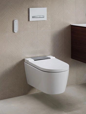 Унитаз подвесной Geberit AquaClean Sela 146.224.21.1 вставка глянцевый хром