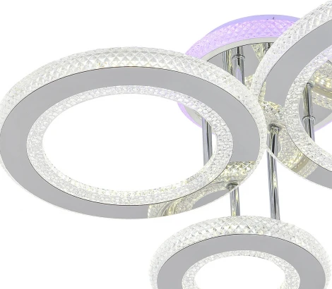 Потолочная люстра светодиодная с таймером Escada Venus 10297/3LED BL 73Вт, с ПДУ, металл/акрил, хром/прозрачный (220V, кольцо)